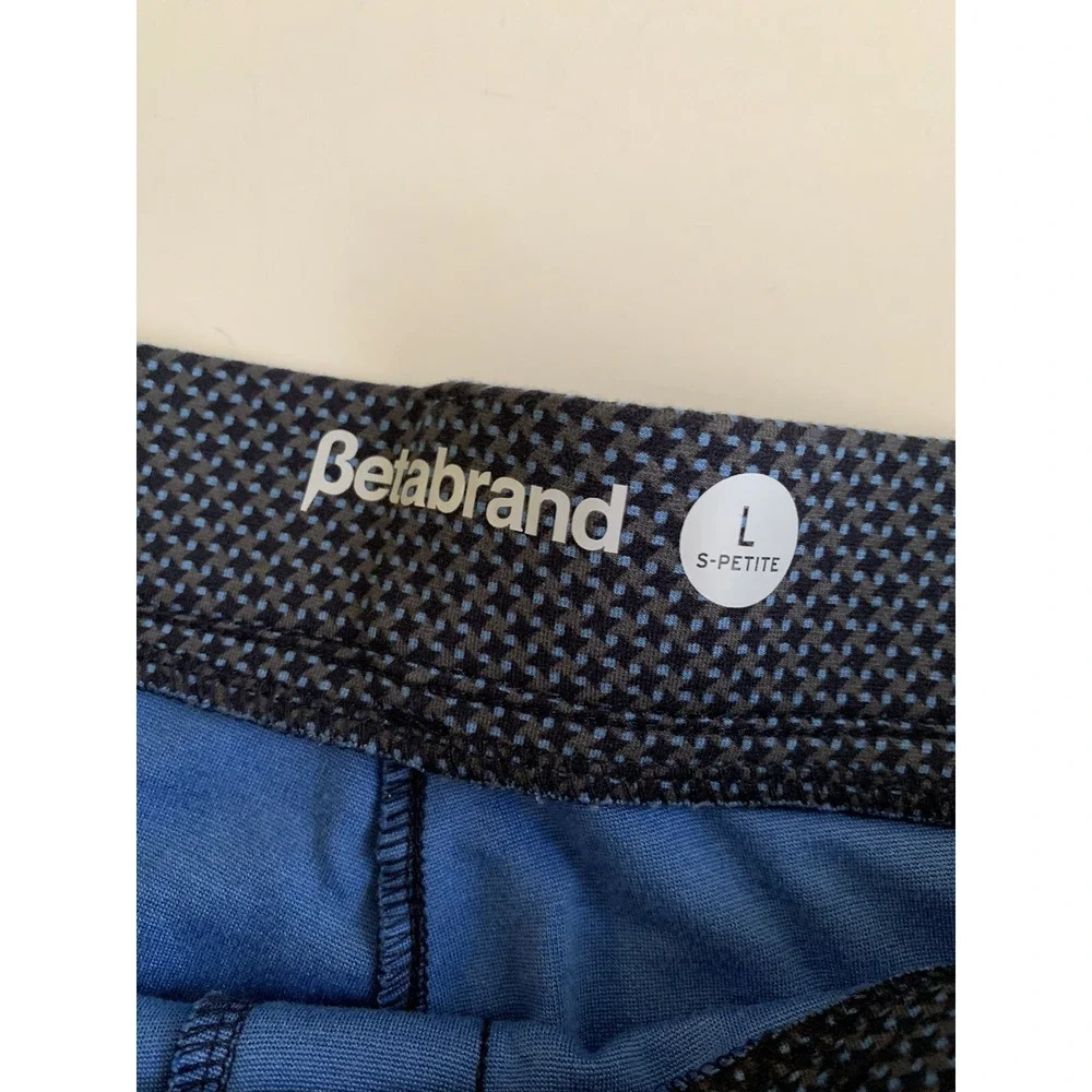 Betabrand Womens Pants Large Petite Blue‎ Pull On Straight Leg Stretch Geometric